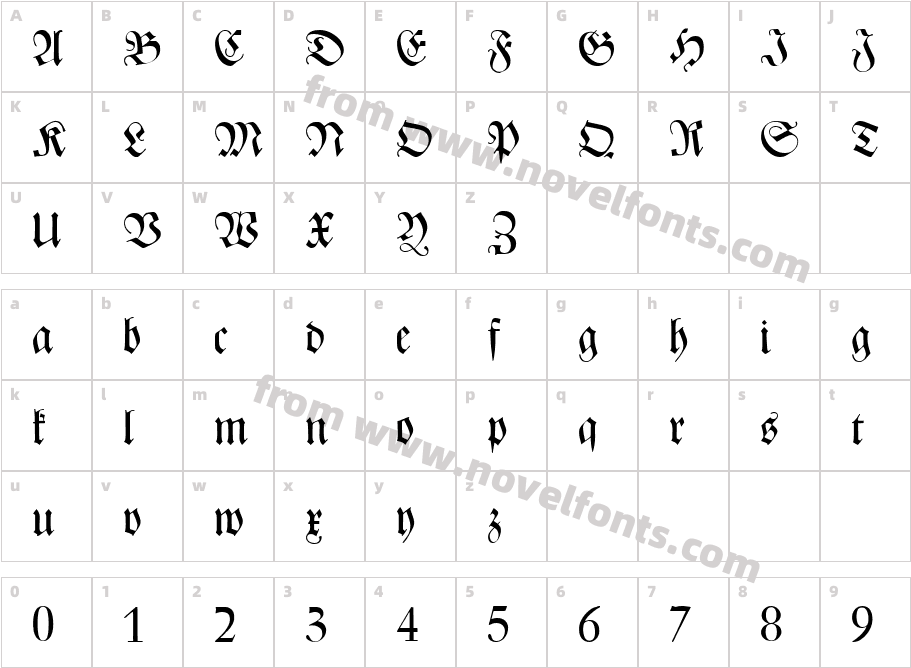 CATZentenaerFrakturUNZ1Character Map