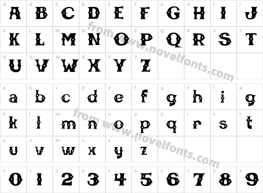 CBGBFontCharacter Map