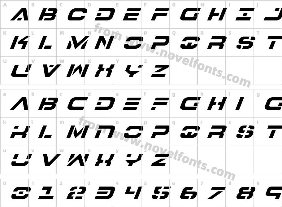 7th Service ItalicCharacter Map