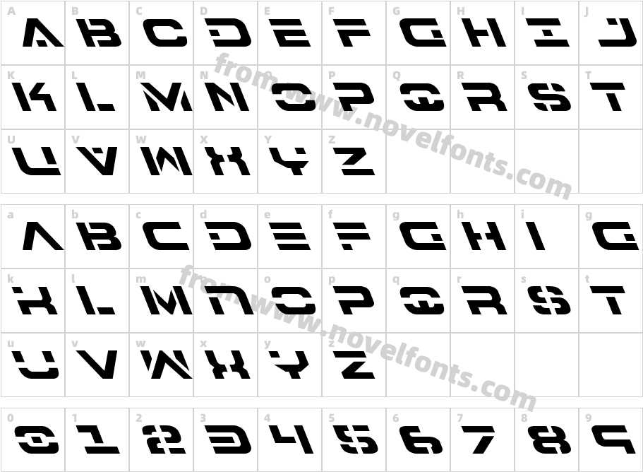 7th Service LeftalicCharacter Map