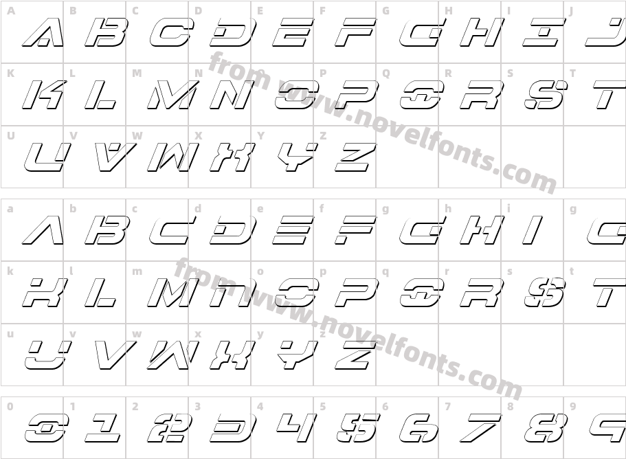 7th Service Outline ItalicCharacter Map