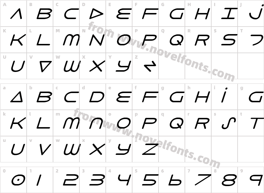 8th Element ItalicCharacter Map