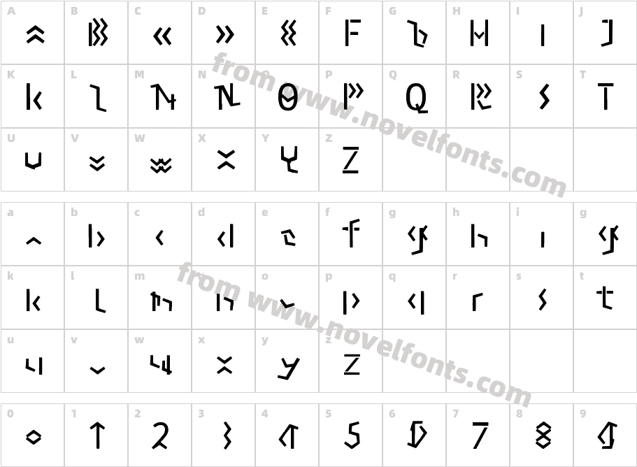 A - delta Regular FontyCharacter Map