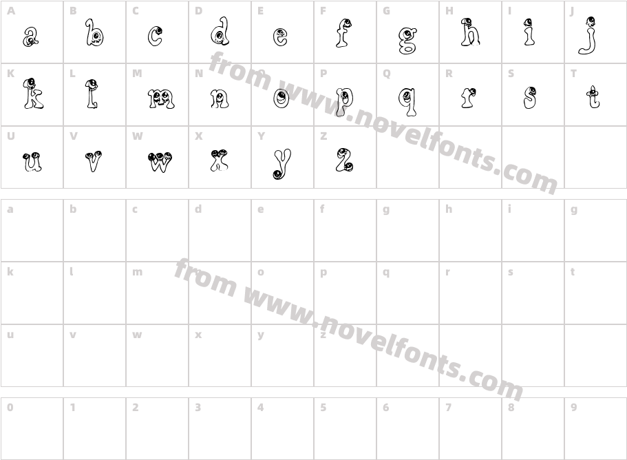 CF Little Monsters RegularCharacter Map