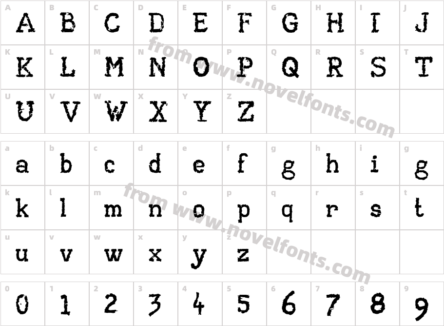 AA TypewriterCharacter Map