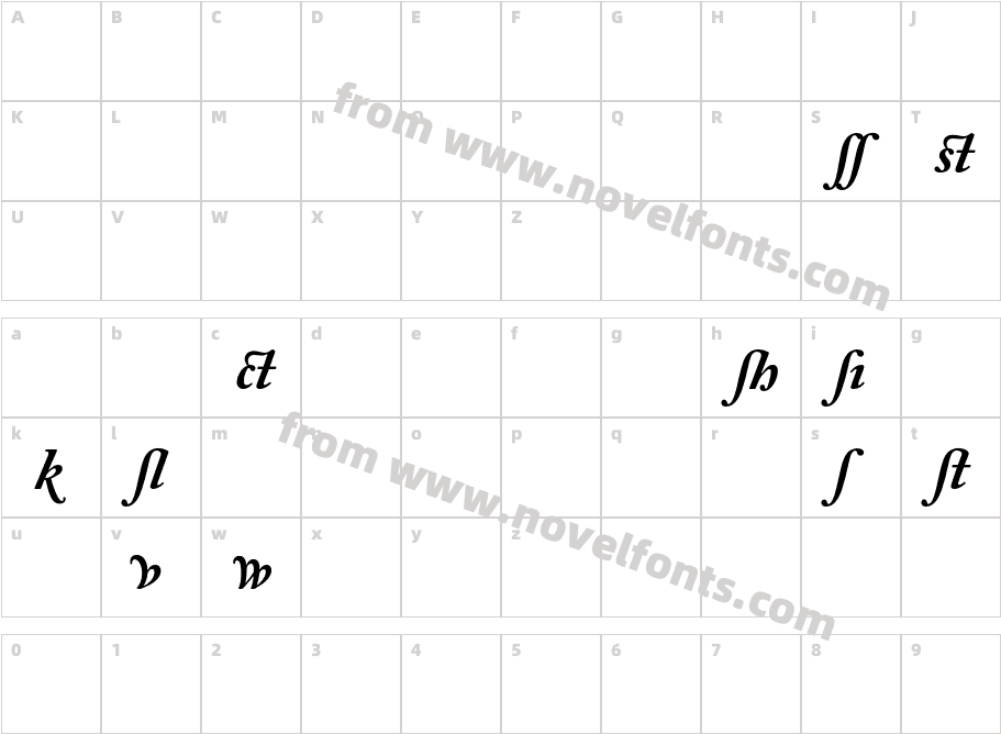 ACaslon-AltBoldItalicCharacter Map