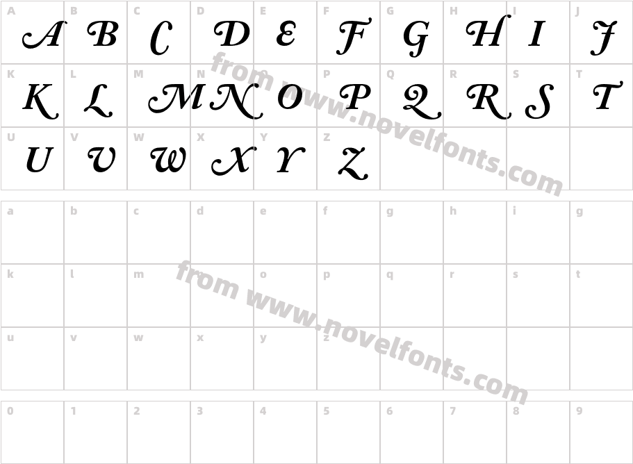 ACaslon-SwashBoldItalicCharacter Map