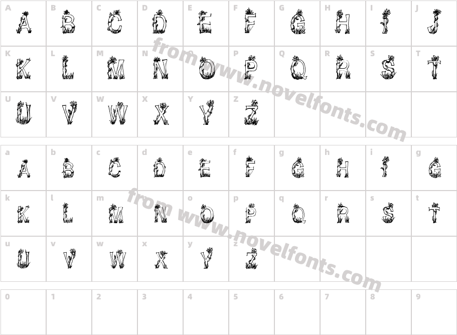 CF Plants and FlowersCharacter Map