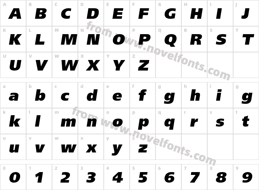 AG ForeignerULB Oblique MediumCharacter Map