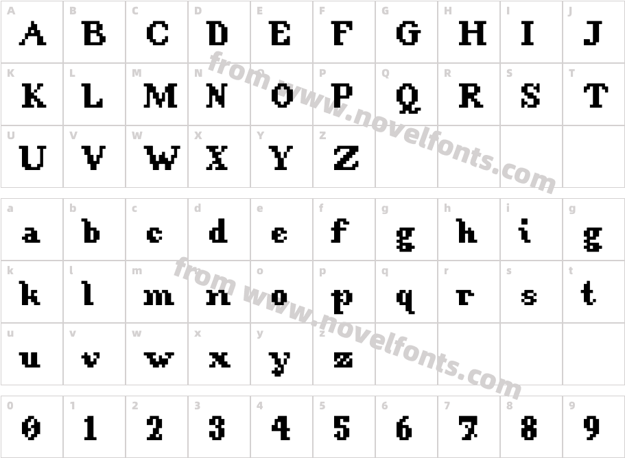 AGSFontSetSerifCharacter Map