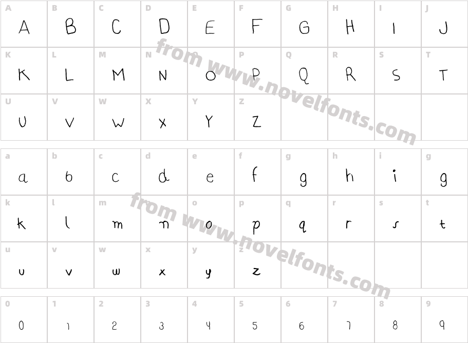 AI kelso HW  is handwritingCharacter Map