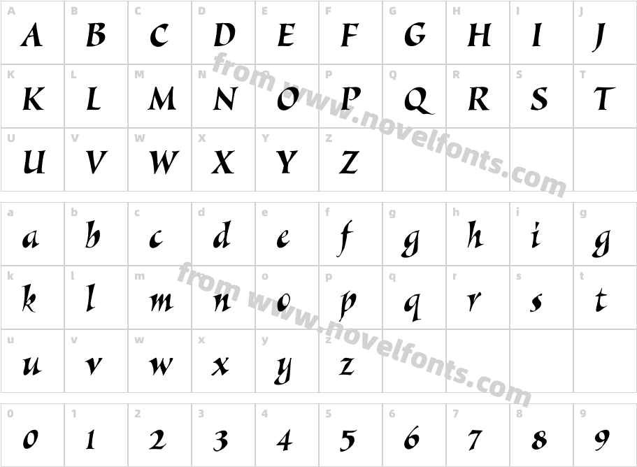 AIAlexiaItalicCharacter Map