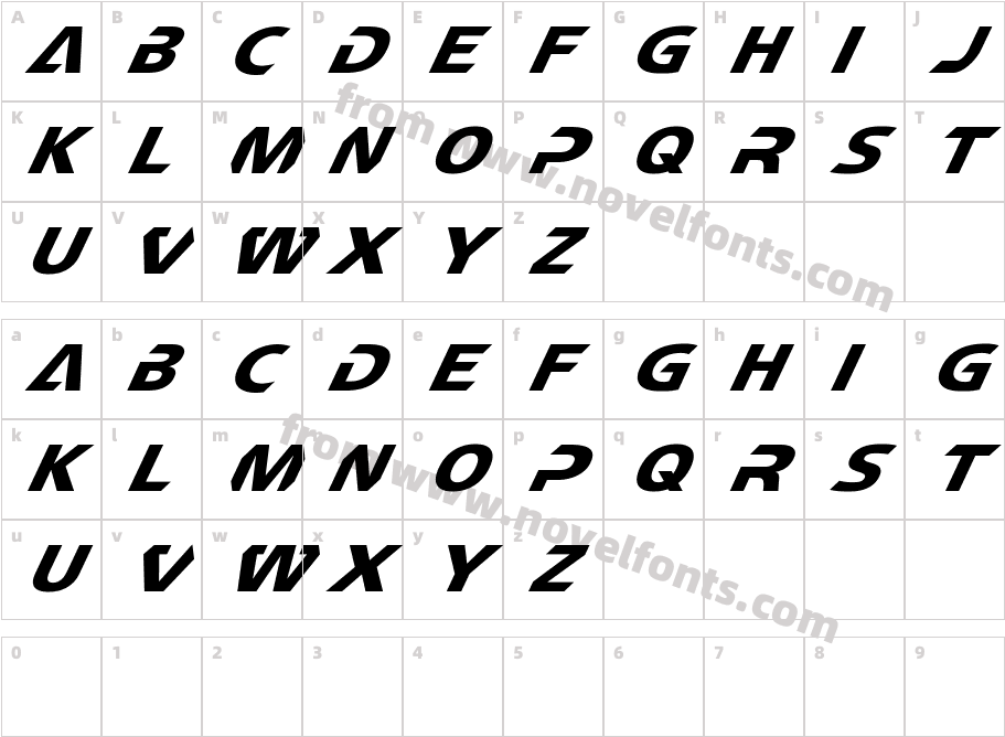 CF TechnoMania SlantedCharacter Map