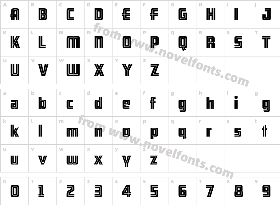 ARB 66 Neon Line JUN-37Character Map