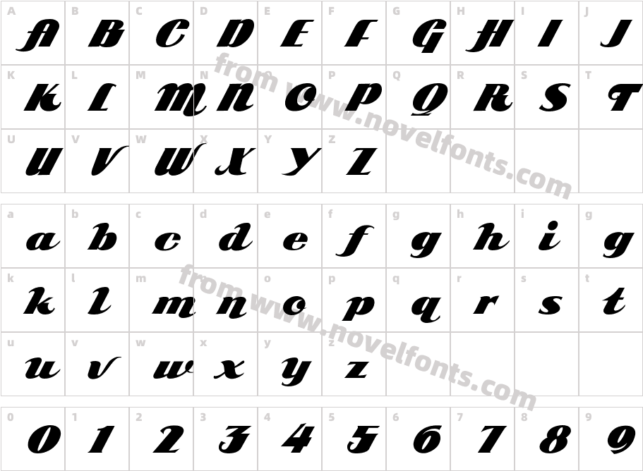 ARB 85 Poster Script JAN-39 NormalCharacter Map