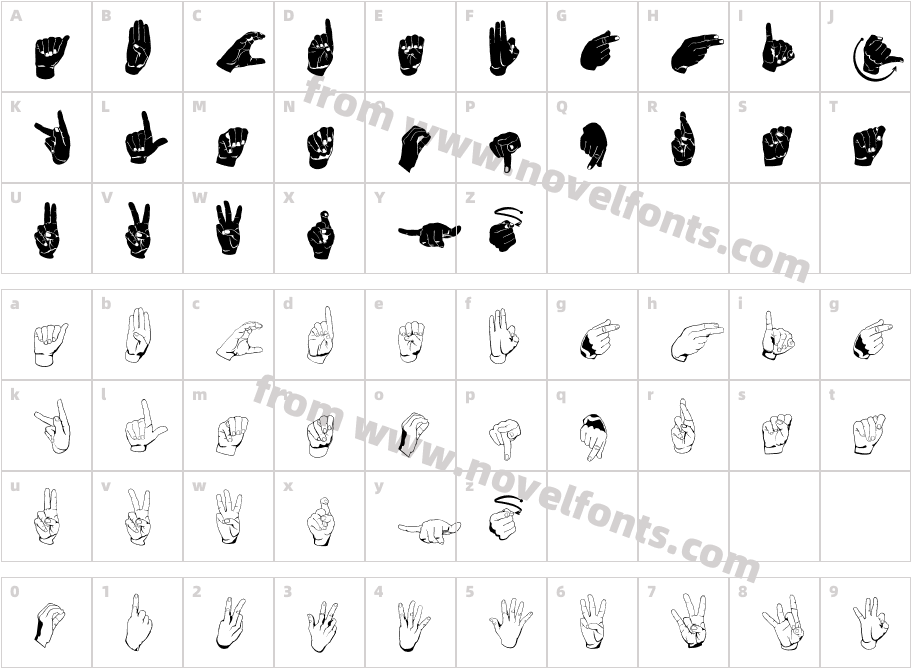 ASLHandsByFrankRegularCharacter Map