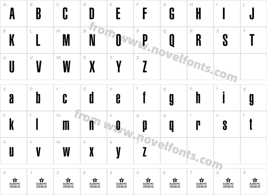 ASPHALTIC GRAIN CONDENSED PERSONAL USE BoldCharacter Map