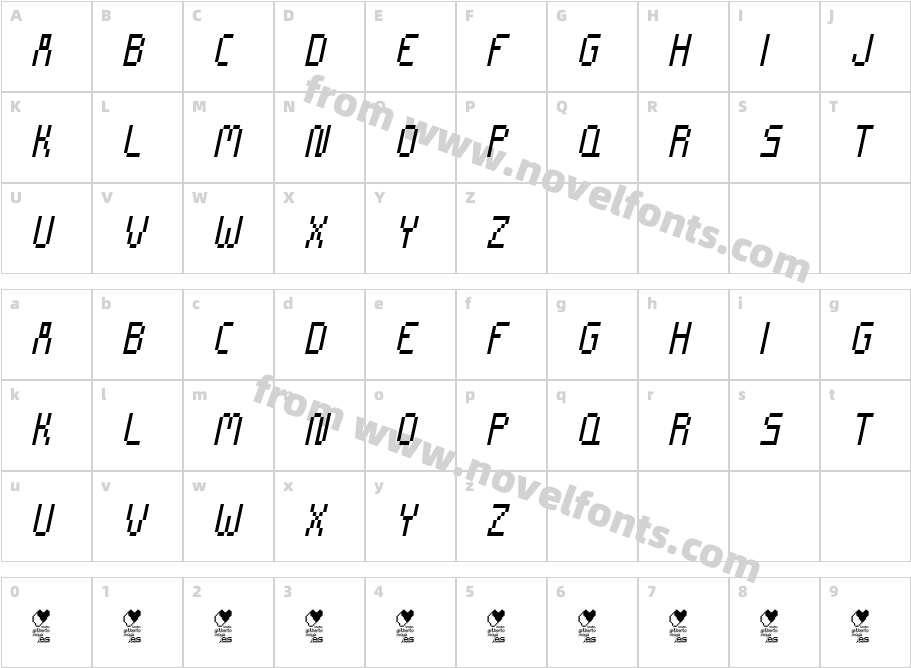 CHIP TUNES Condensed ItalicCharacter Map