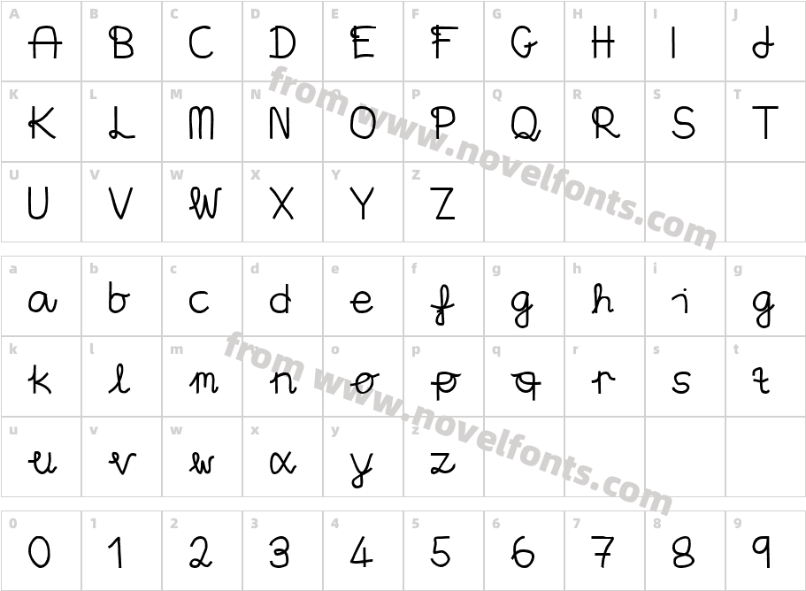 Aaron's Handwriting BoldCharacter Map