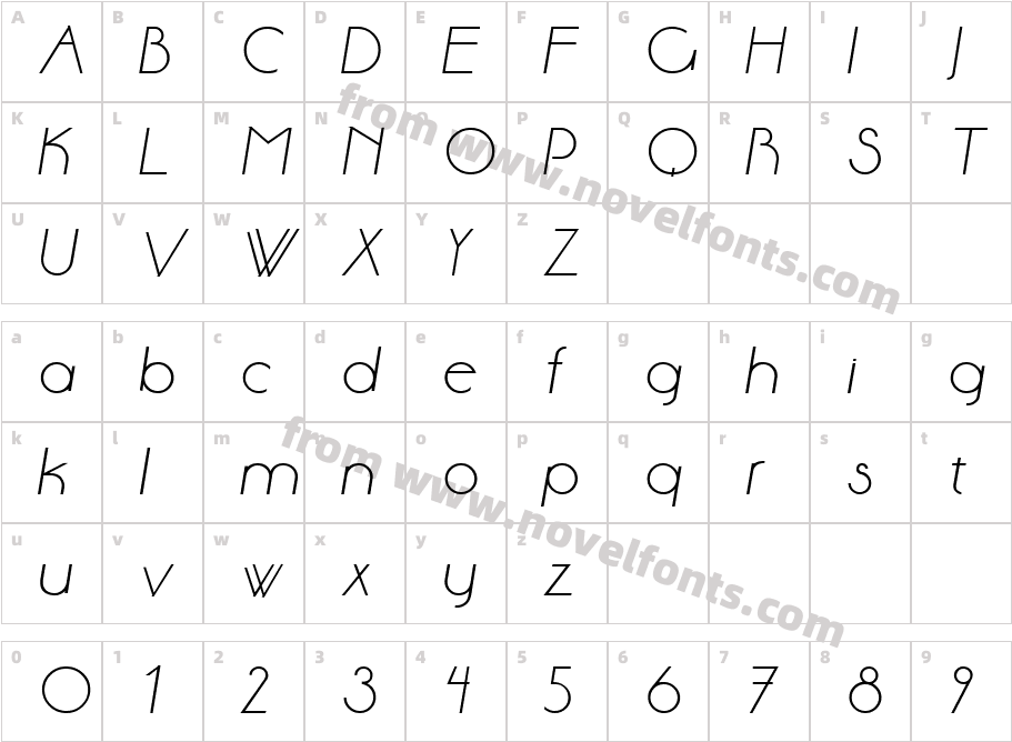 Aase ItalicCharacter Map