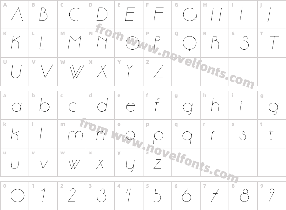 AaseLightItalicCharacter Map