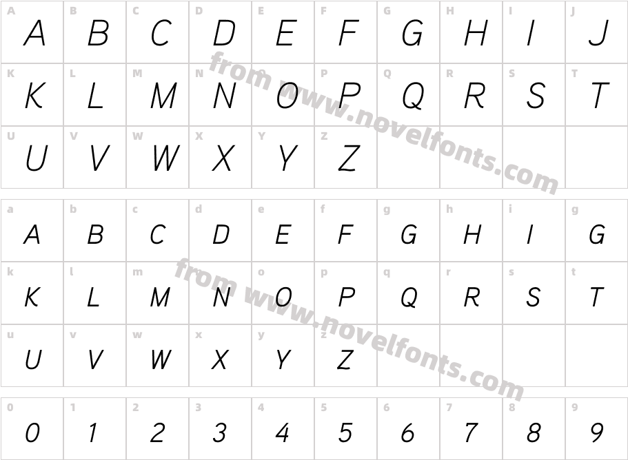 Aaux ProLight Italic SCCharacter Map