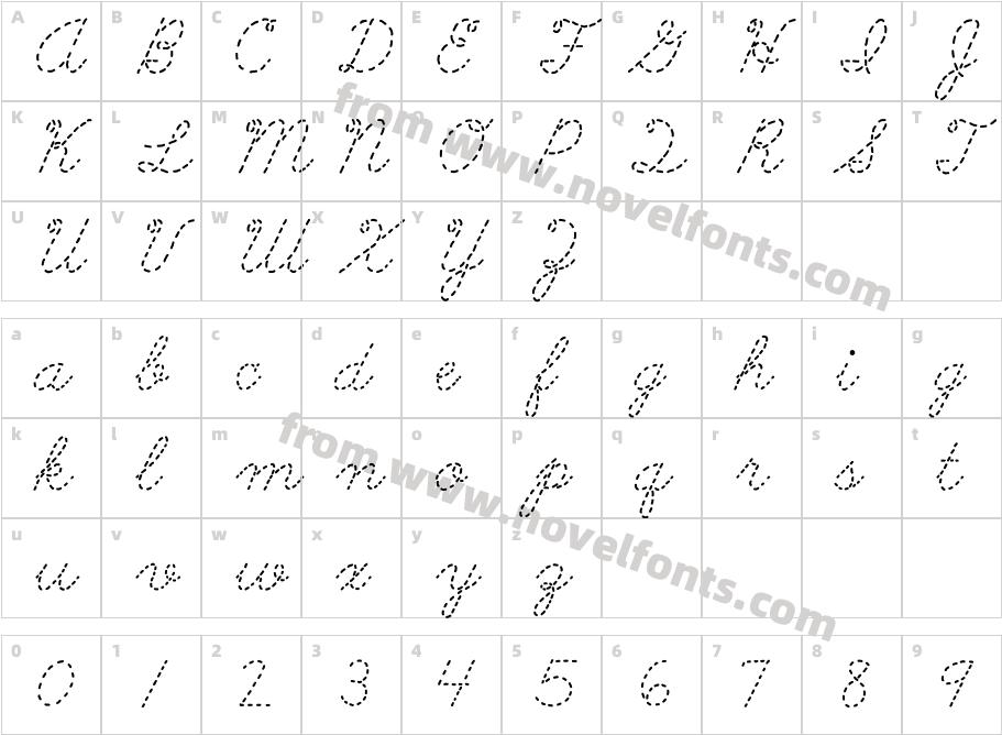 AbcCursiveDottedCharacter Map