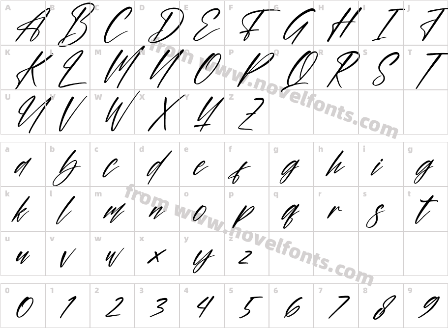 Abessom ItalicCharacter Map