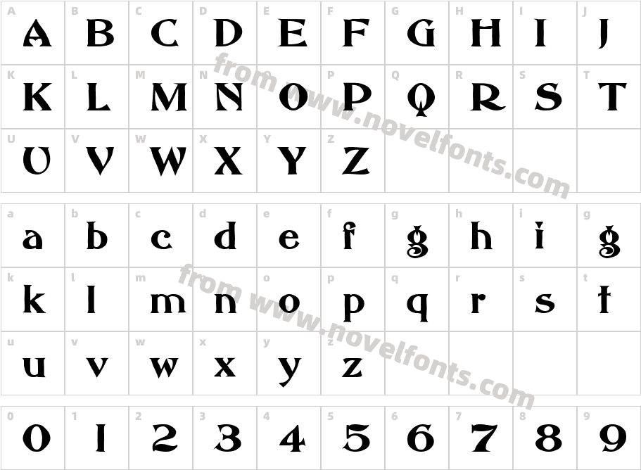 AbottOldStyle BoldCharacter Map