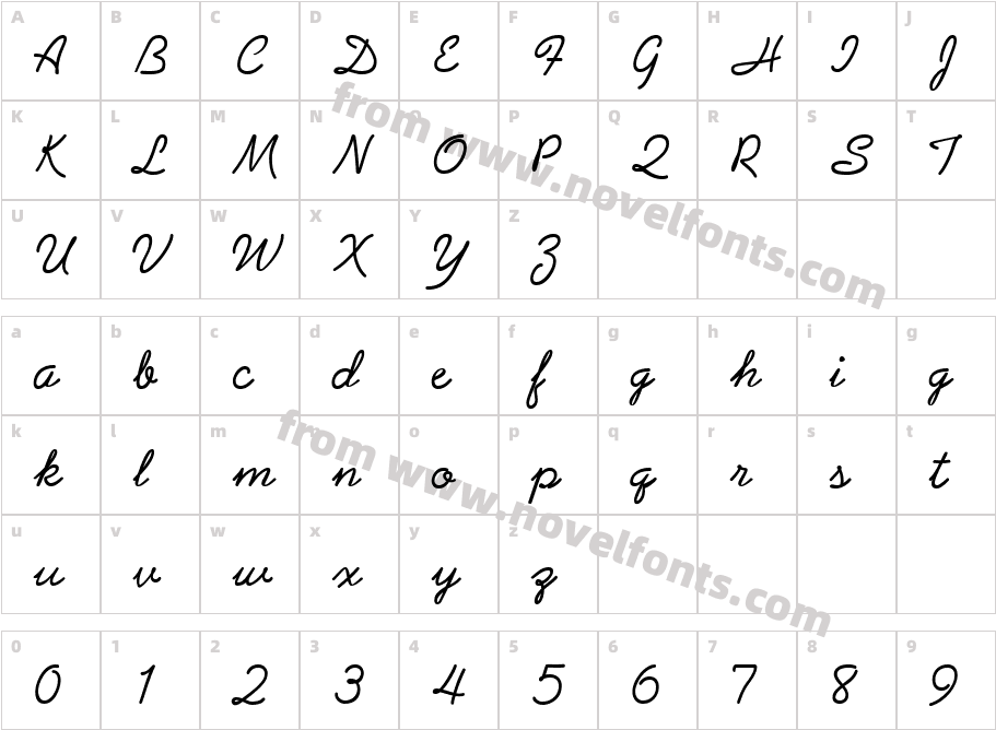 Abrazo Script SSi NormalCharacter Map