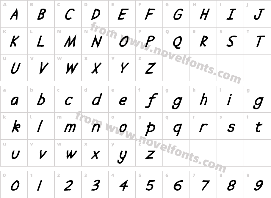 Abscissa Bold ItalicCharacter Map