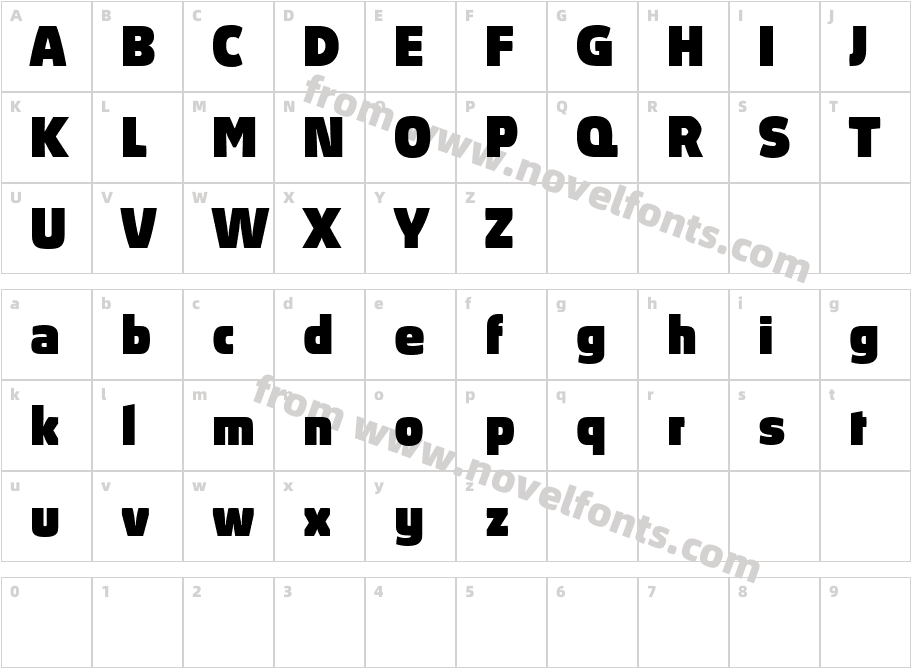 Absolut Pro Black reducedCharacter Map