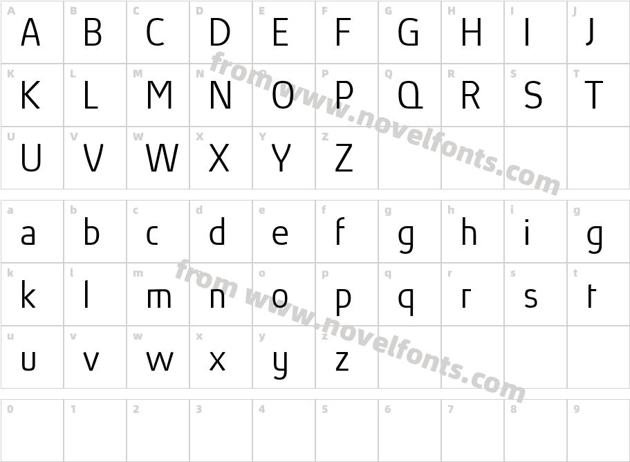 Absolut Pro Light reducedCharacter Map