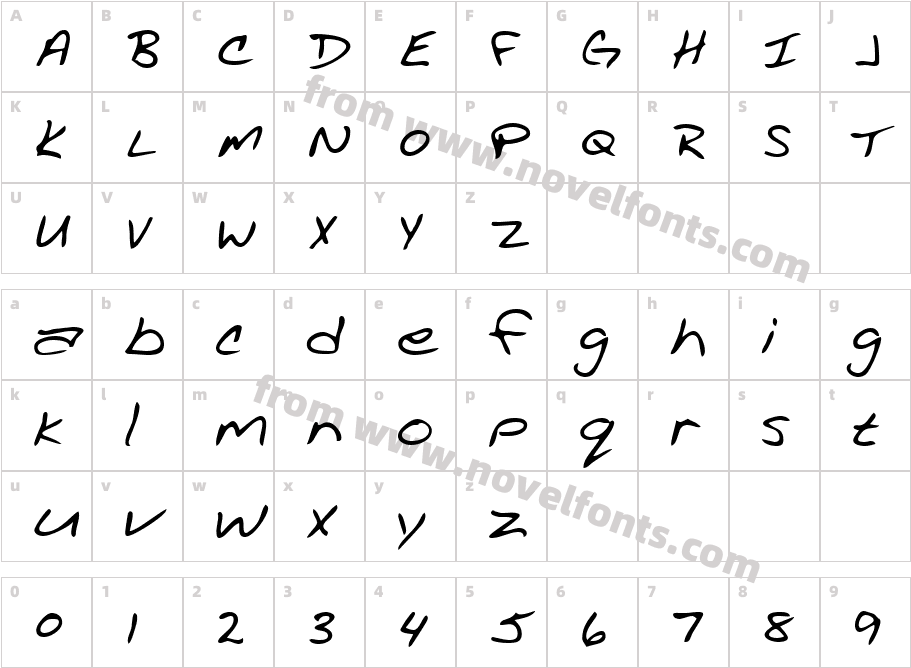 AcaciasHand RegularCharacter Map