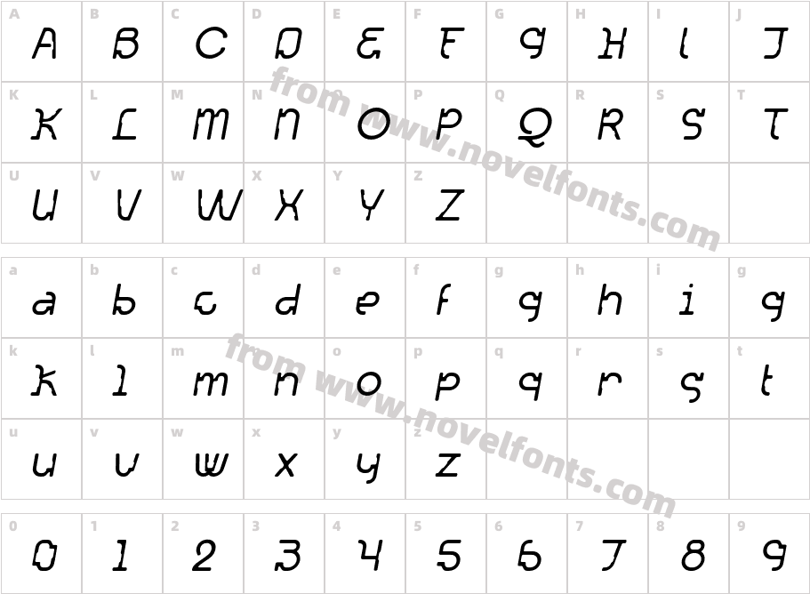 Acetone-ObliqueCharacter Map