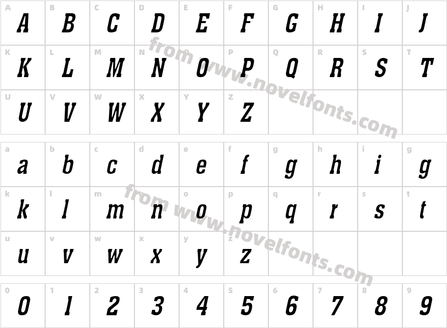 Ache Condensed ItalicCharacter Map