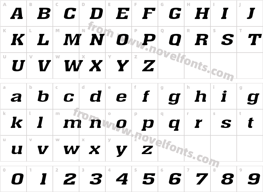 Ache Extended ItalicCharacter Map