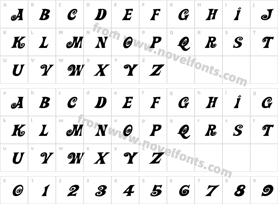 Action Is, Wide & Diagonal JL Expanded ItalicCharacter Map