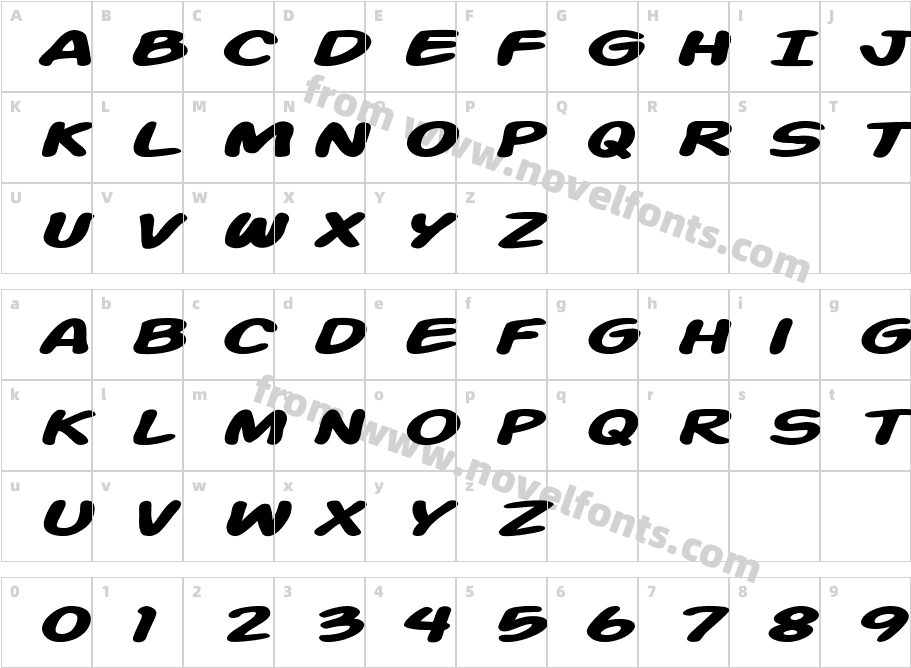 Action Man Extended Bold ItalicCharacter Map