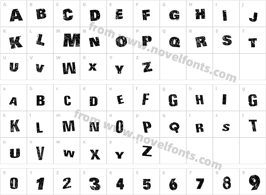 Action of the Time UPPER CASECharacter Map