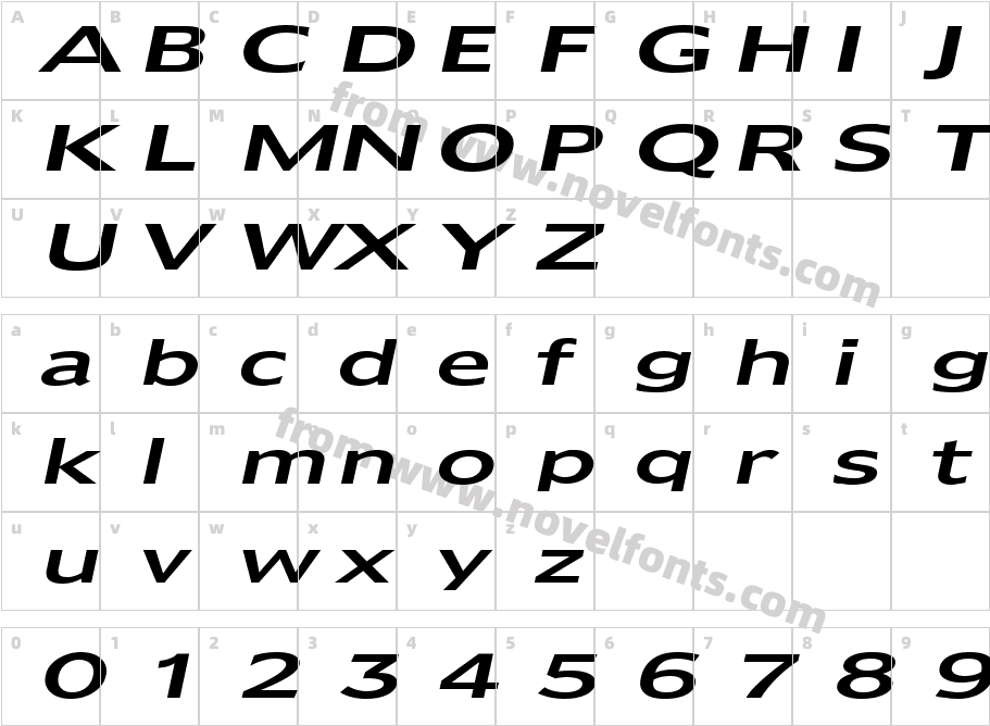 Adams Extended ItalicCharacter Map