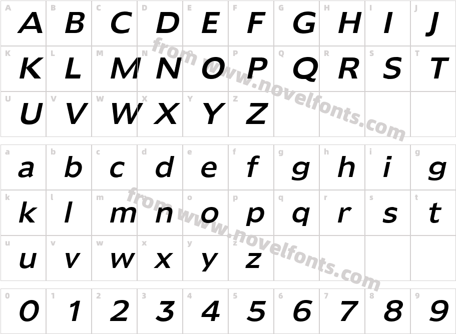 Adams ItalicCharacter Map