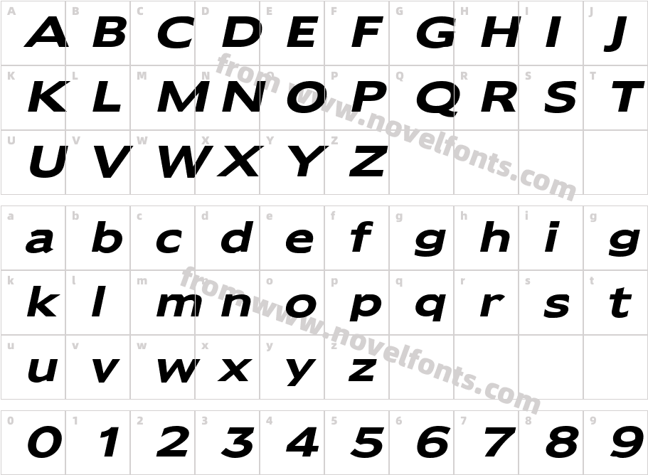 Adams Wide Bold ItalicCharacter Map