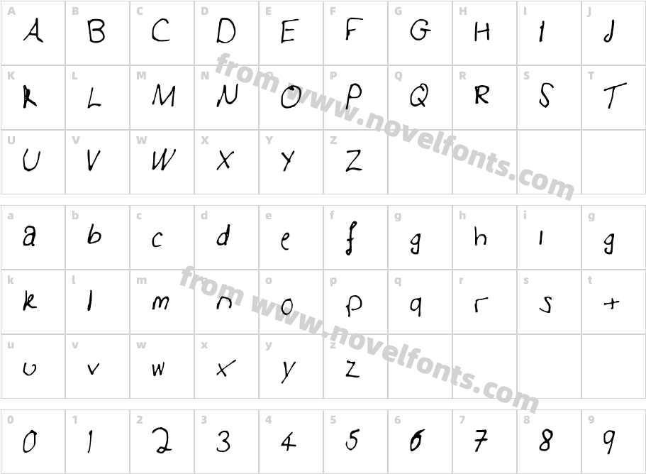 AdamsFontCharacter Map