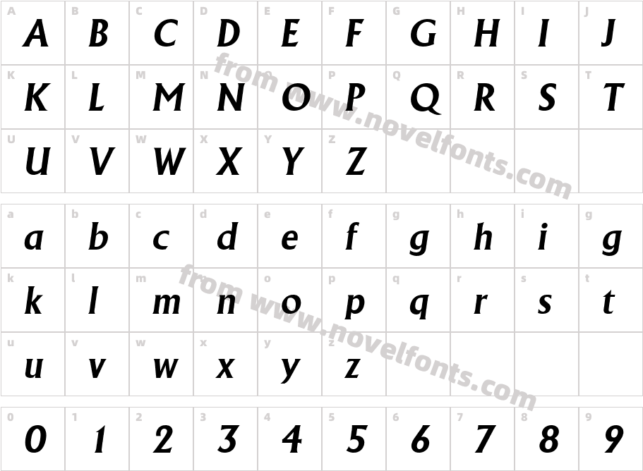 Adelon Bold ItalicCharacter Map