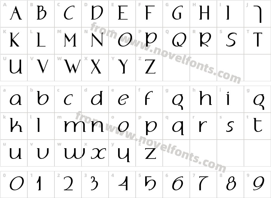 Adolphus SerifCharacter Map