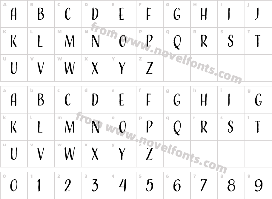 AdornCondensedSansCharacter Map