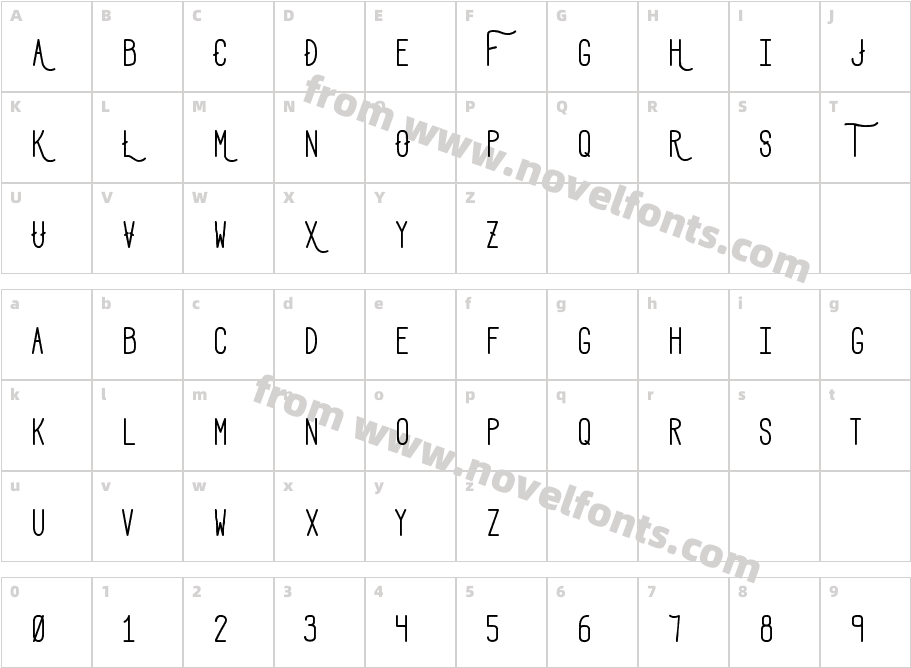 Adrift BoldCharacter Map