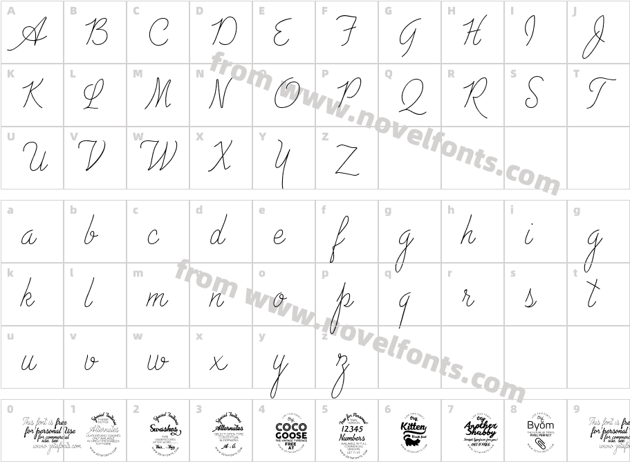 Advertising Script MonolineCharacter Map