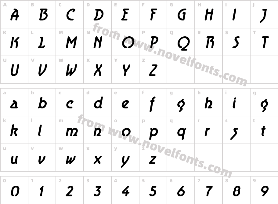 Aerolite Bold ItalicCharacter Map